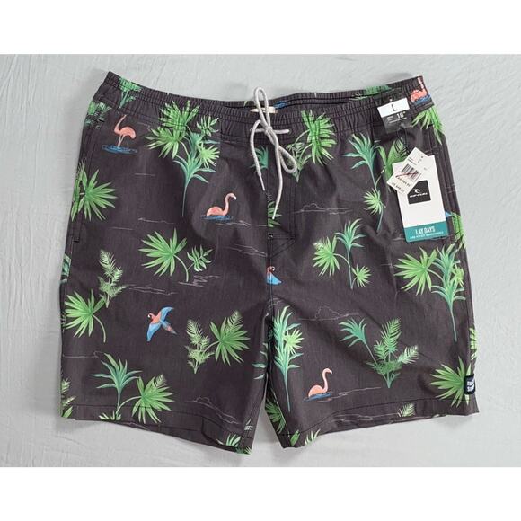 Rip Curl Lay Days Elastic Waist Side Pocket Board Shorts. Floral/Flamingo, L. - Picture 1 of 5